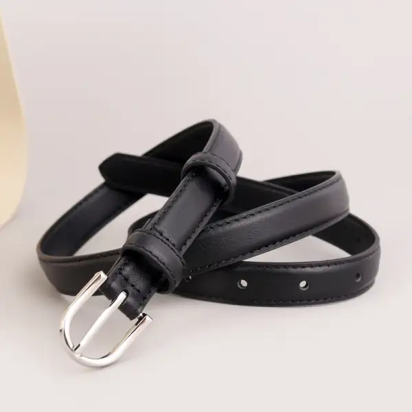 Skinny Skinny Leather Belt with Silver Buckle