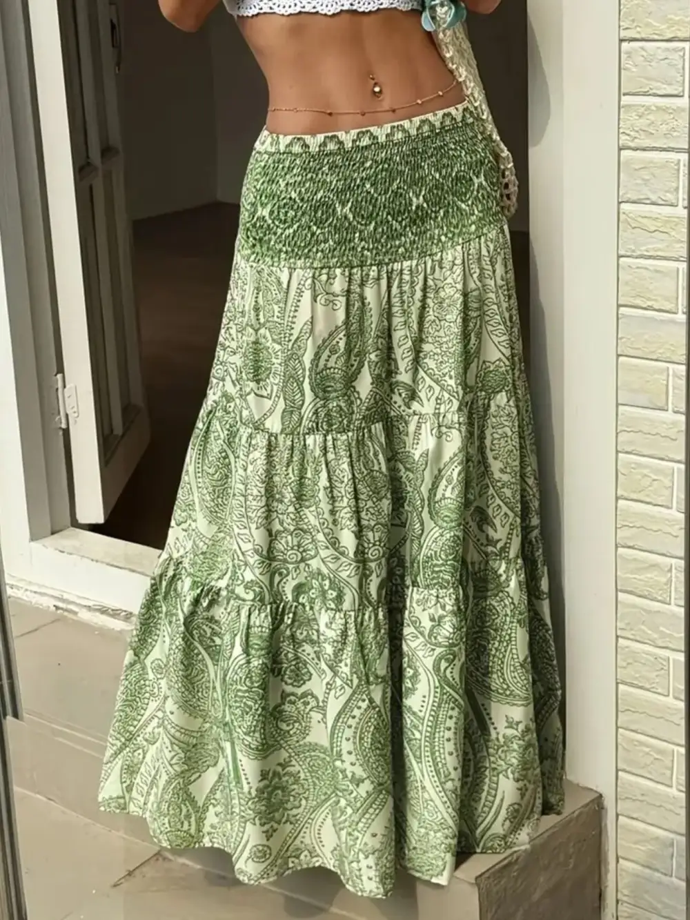 Refined Smocked Printed Skirt