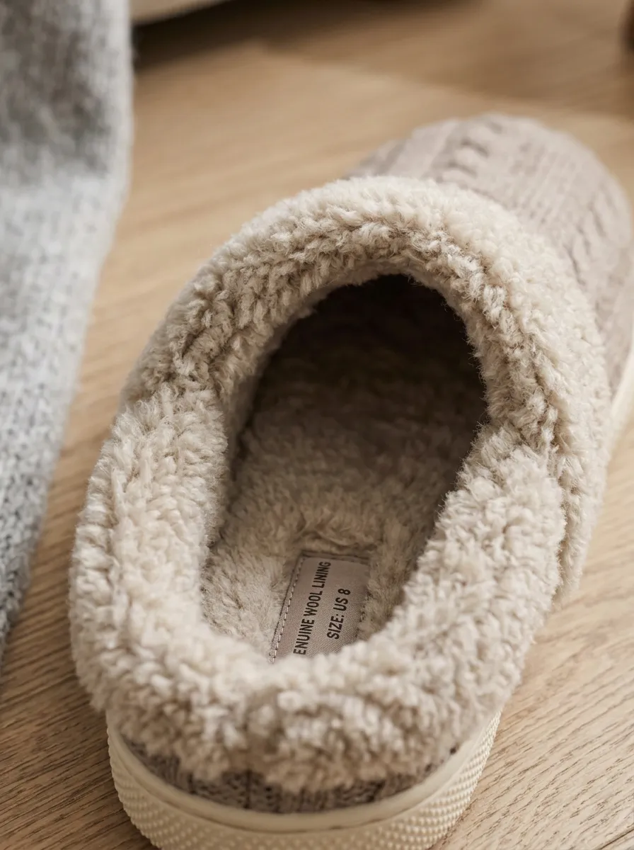 Knit Faux Fur Lined Fur Lined Unisex Warm Wool Shoes