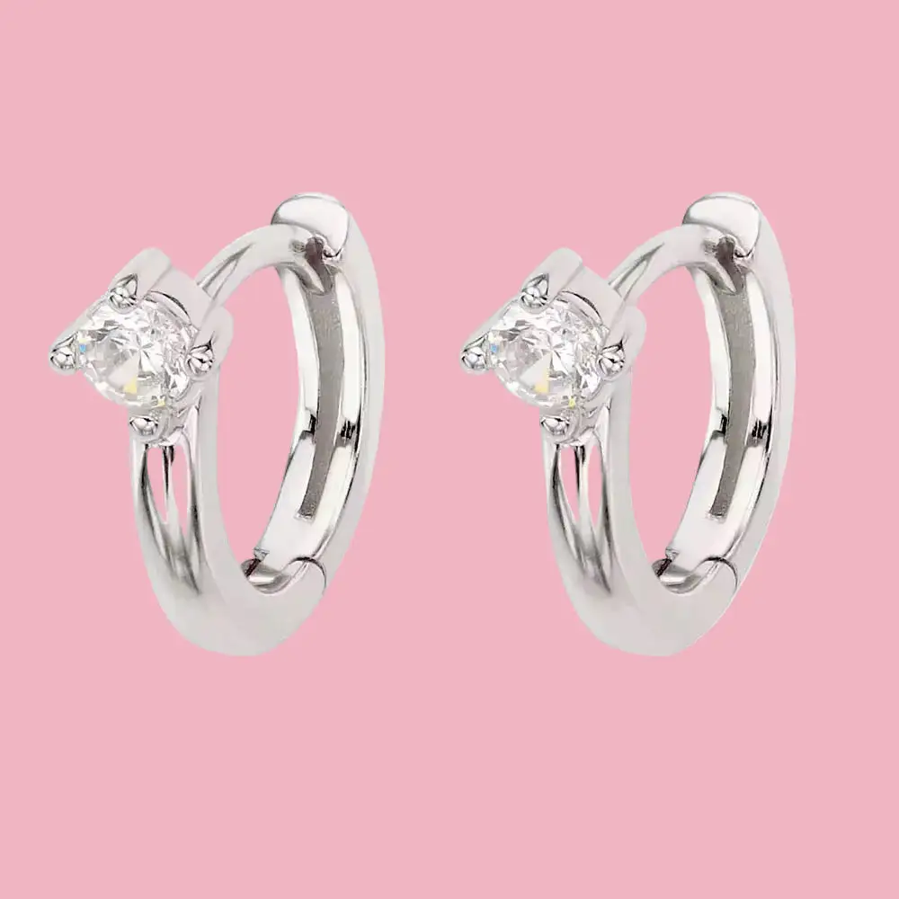 Smooth Stone Hoop Earrings