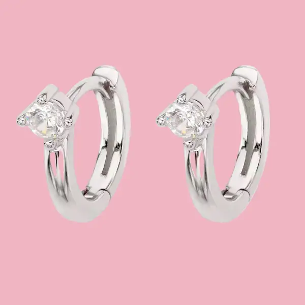 Smooth Stone Hoop Earrings