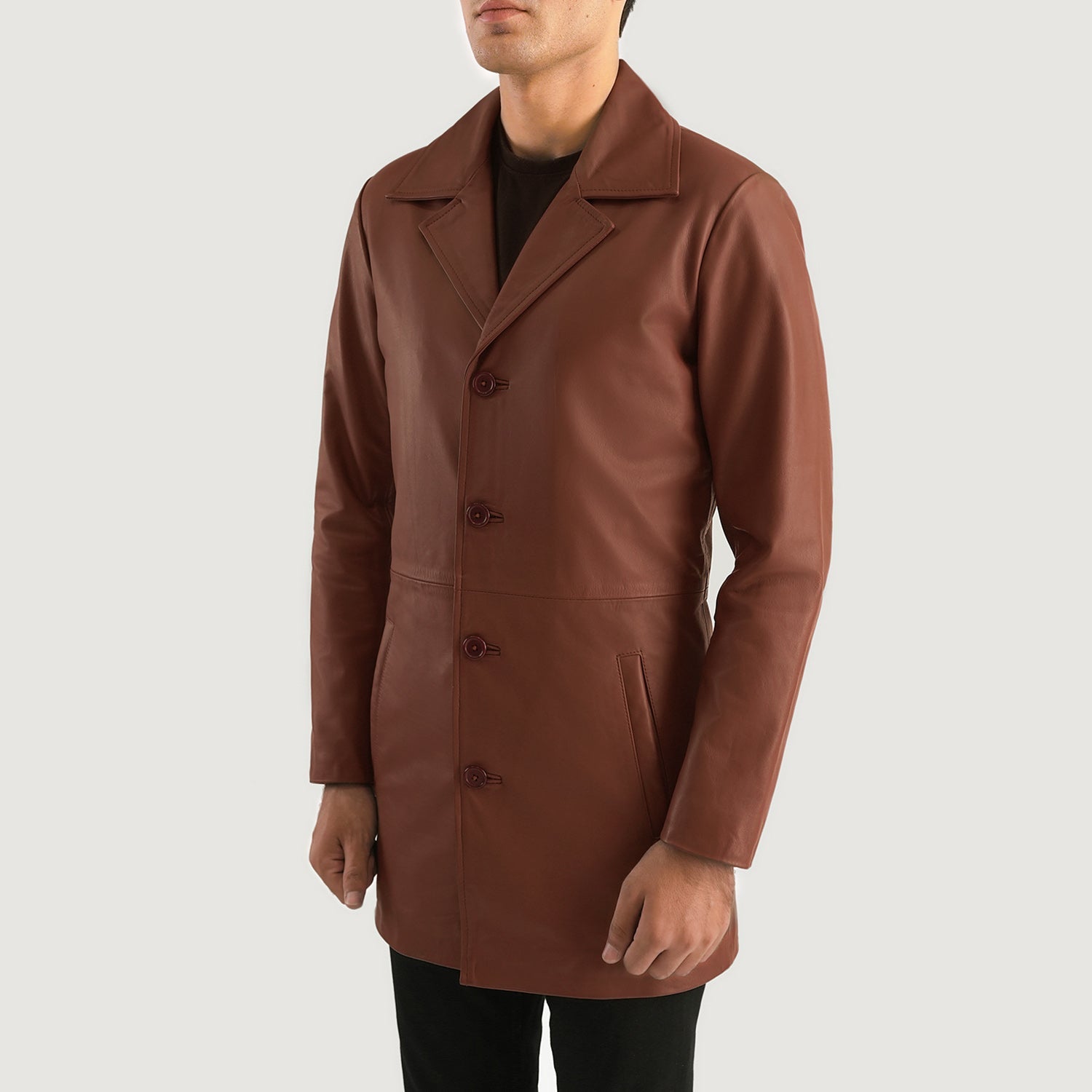 Men's Clean Line Leather Coat
