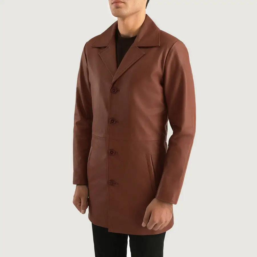 Men's Clean Line Leather Coat