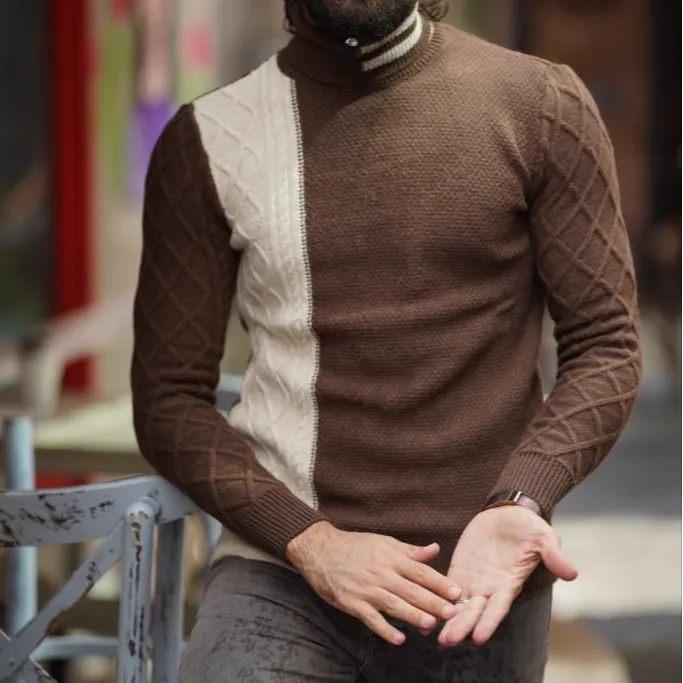 Relaxed Slim Fit Cotton Turtleneck Sweater