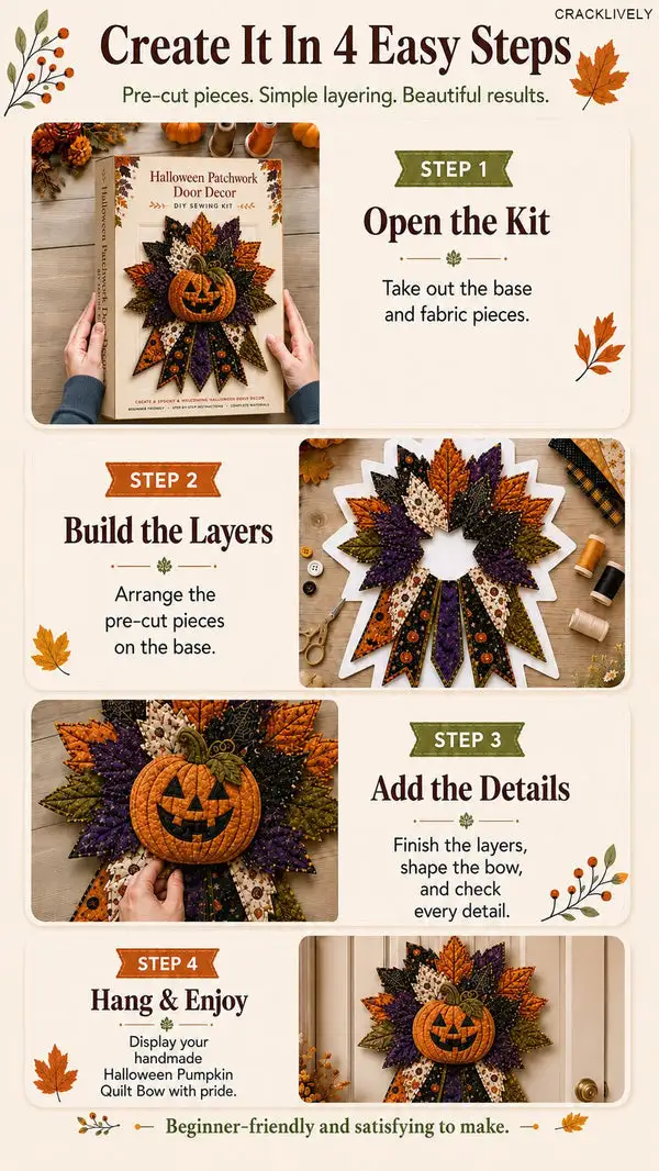 ✨🎃DIY Quilted Halloween Pumpkin Door Hanger Kit
