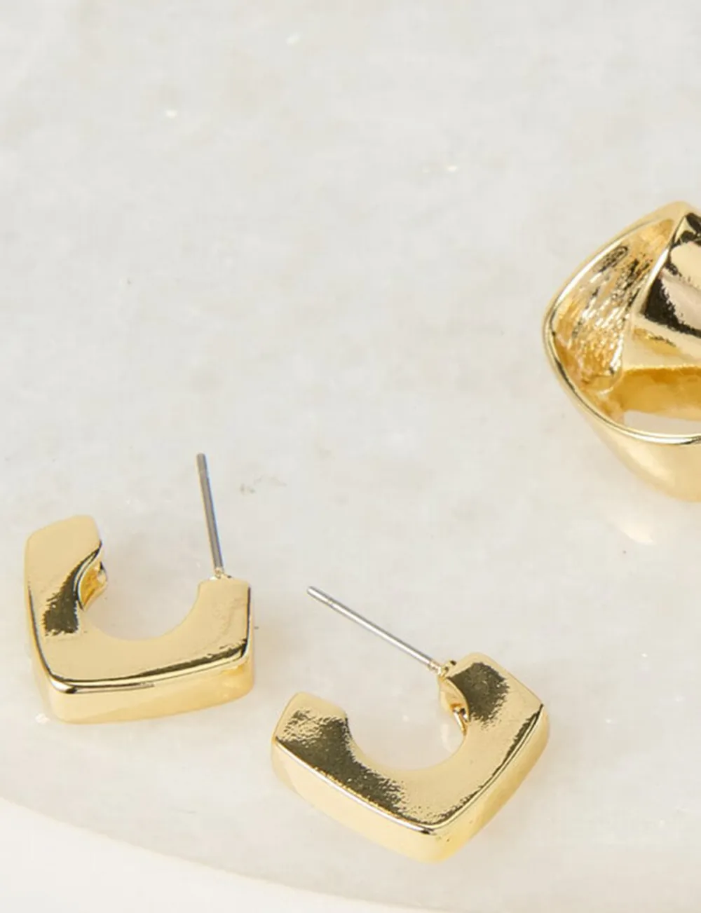 Creative Minimalist Geometric Design Gold Three-Piece Earrings