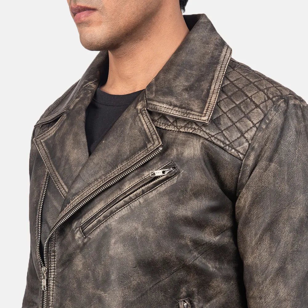 Men's Biker Leather Quilted Jacket