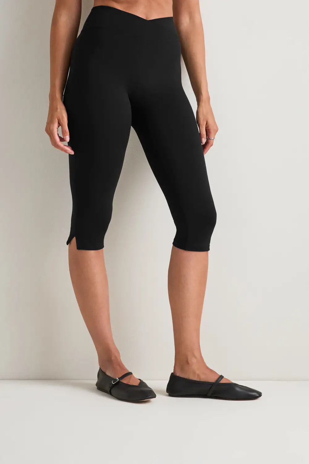 Wrap Waist Clean Front Capri Leggings