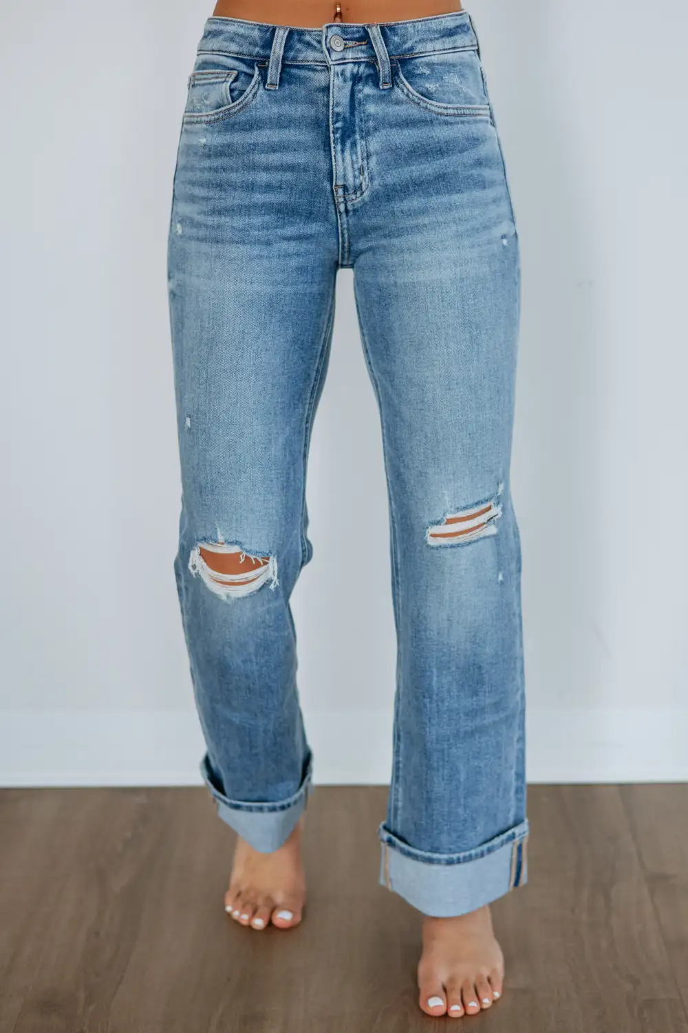 Women's High Rise Wide Leg Slim Fit Jeans