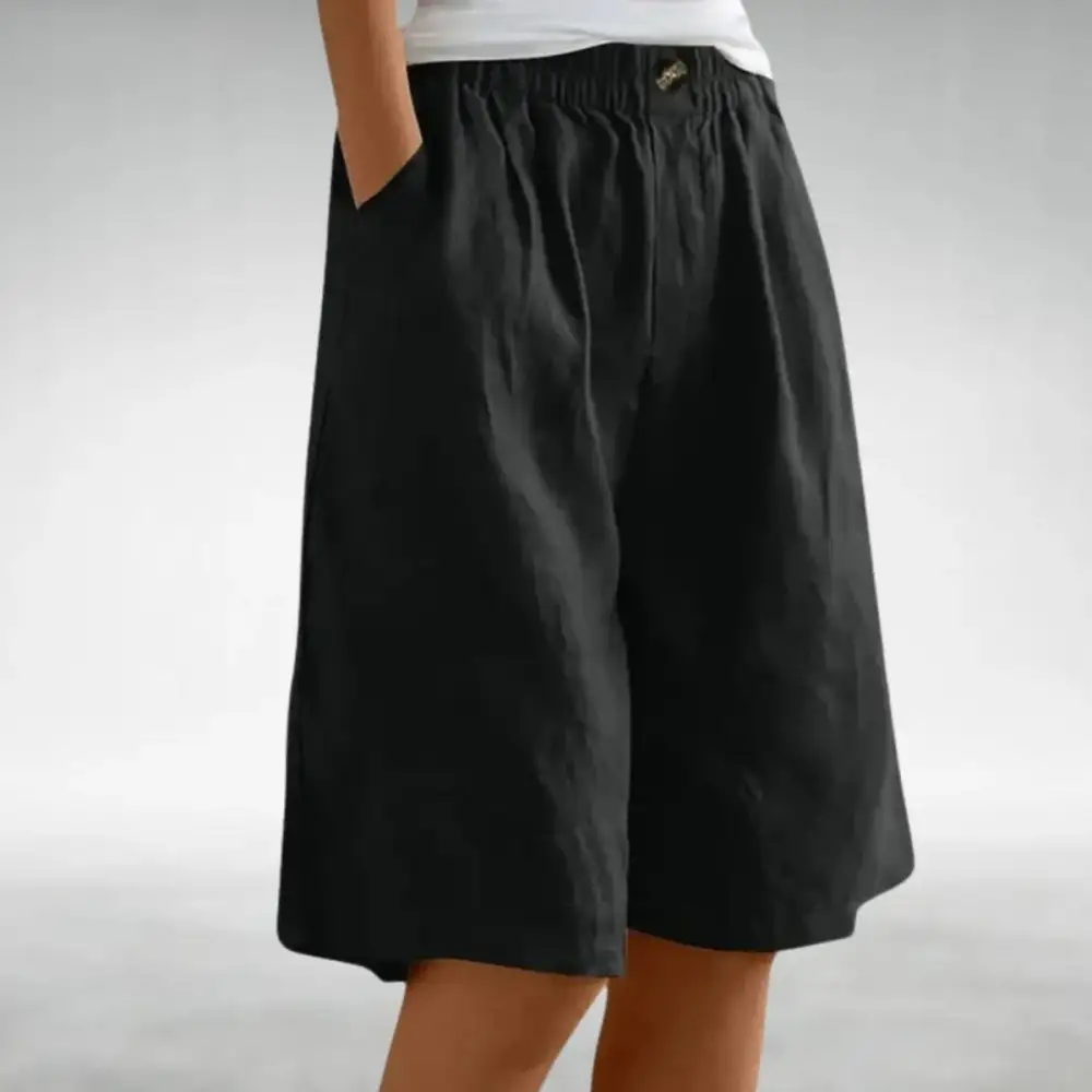 Women's Linen Wide Leg Bermuda Shorts