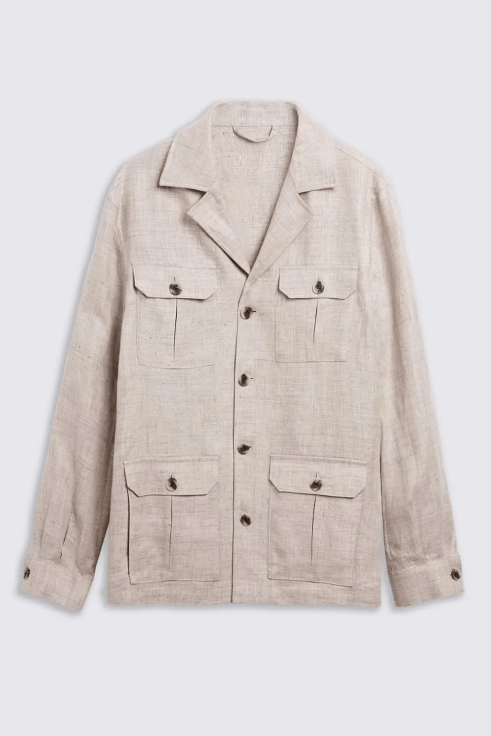 Linen Pleated Jacket with Neutral Textured Colors