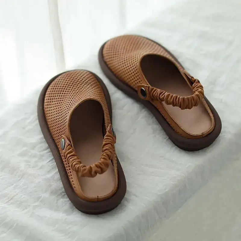  Casual Perforated Slip On Mule Sandals Apparel