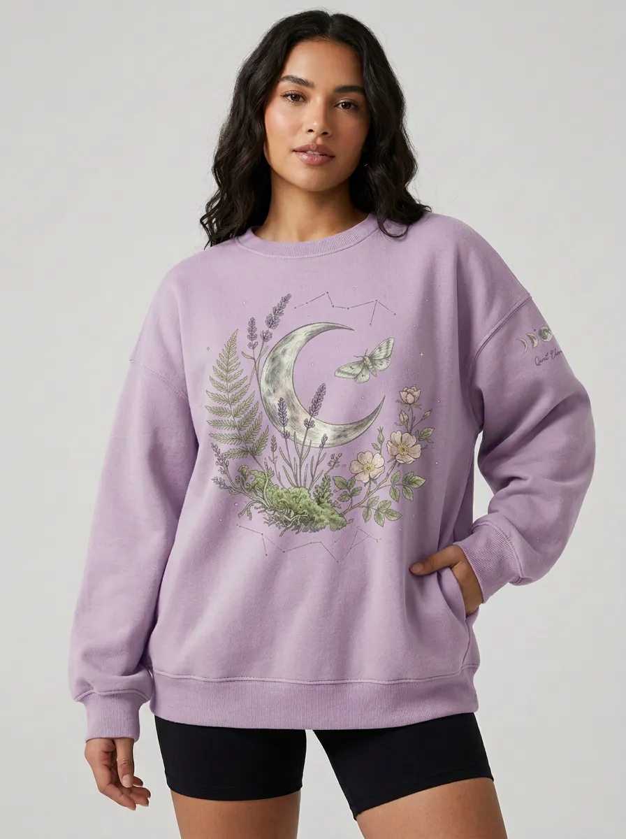Women's Celestial Botanical Moon Moth Graphic Sweatshirt
