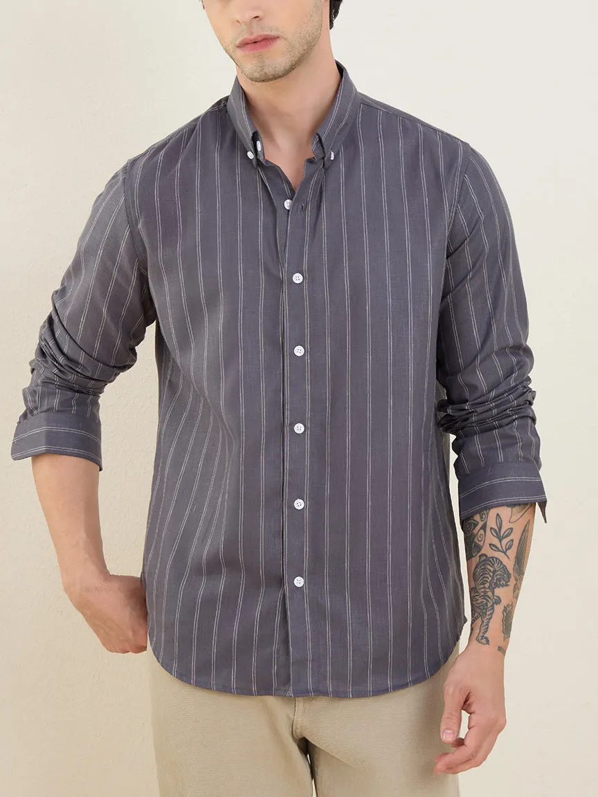 Striped Slim Fit Button Down Men's Formal Shirt