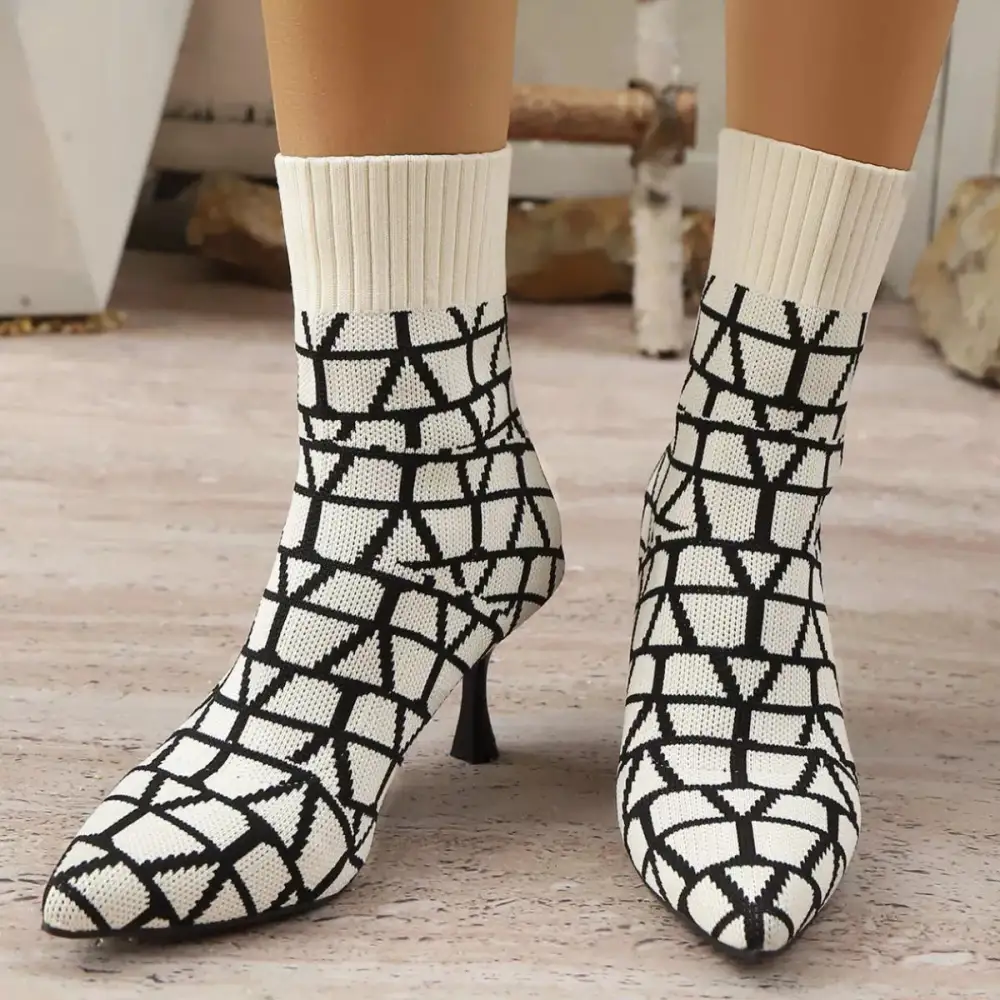 Pointed Toe Flared Heel Boots