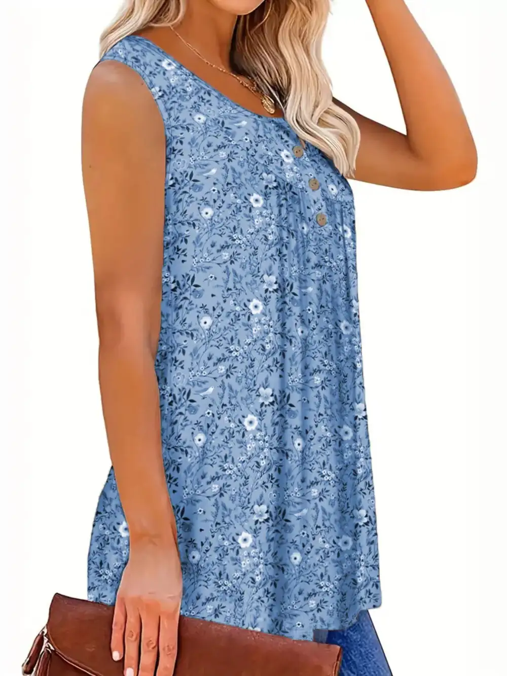 Full Size Button Detail Tank Plus Size