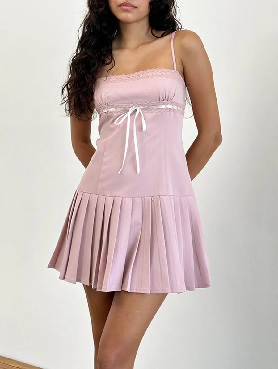 Dress In Dusky Pink With White Binding