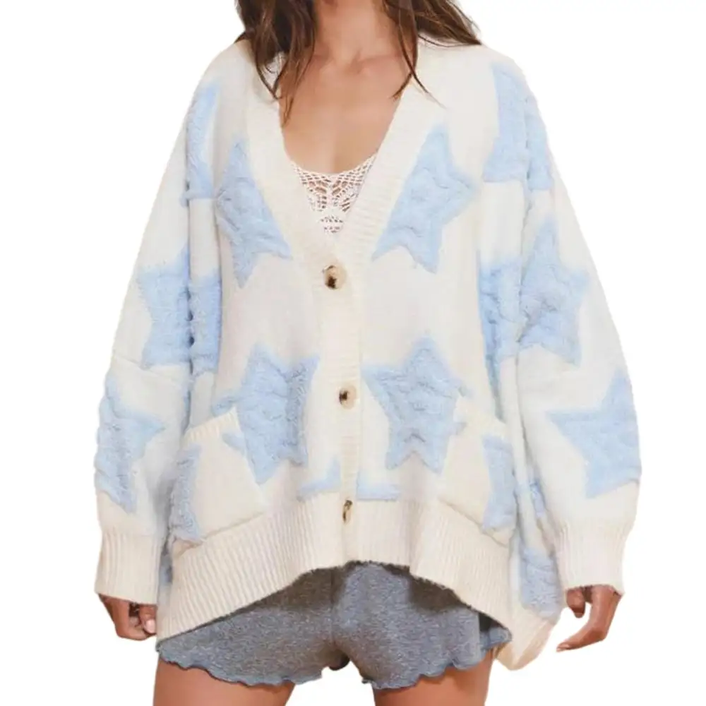 Star Embroidery Loose Cardigan