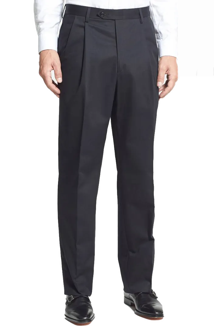 Traditional Microfiber Performance Flat Front Pleated Front Short Rise Trousers