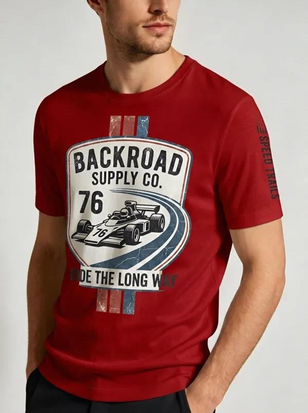 Men's Racing Enthusiast Vintage F1 Car Printed T-shirt