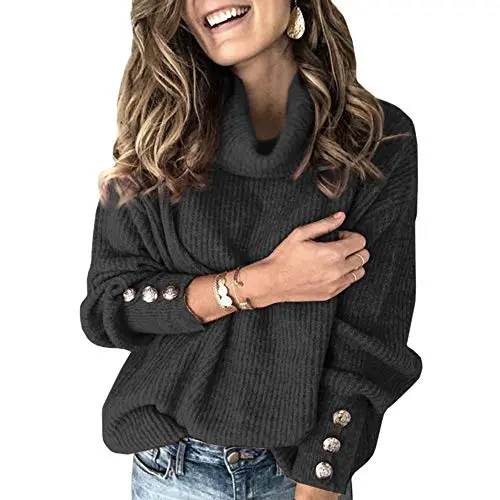 Women's Oversized Turtleneck Chunky Pullover Sweaters Cowl Neck Long Sleeve Winter Slouchy Loose Knit Sweaters