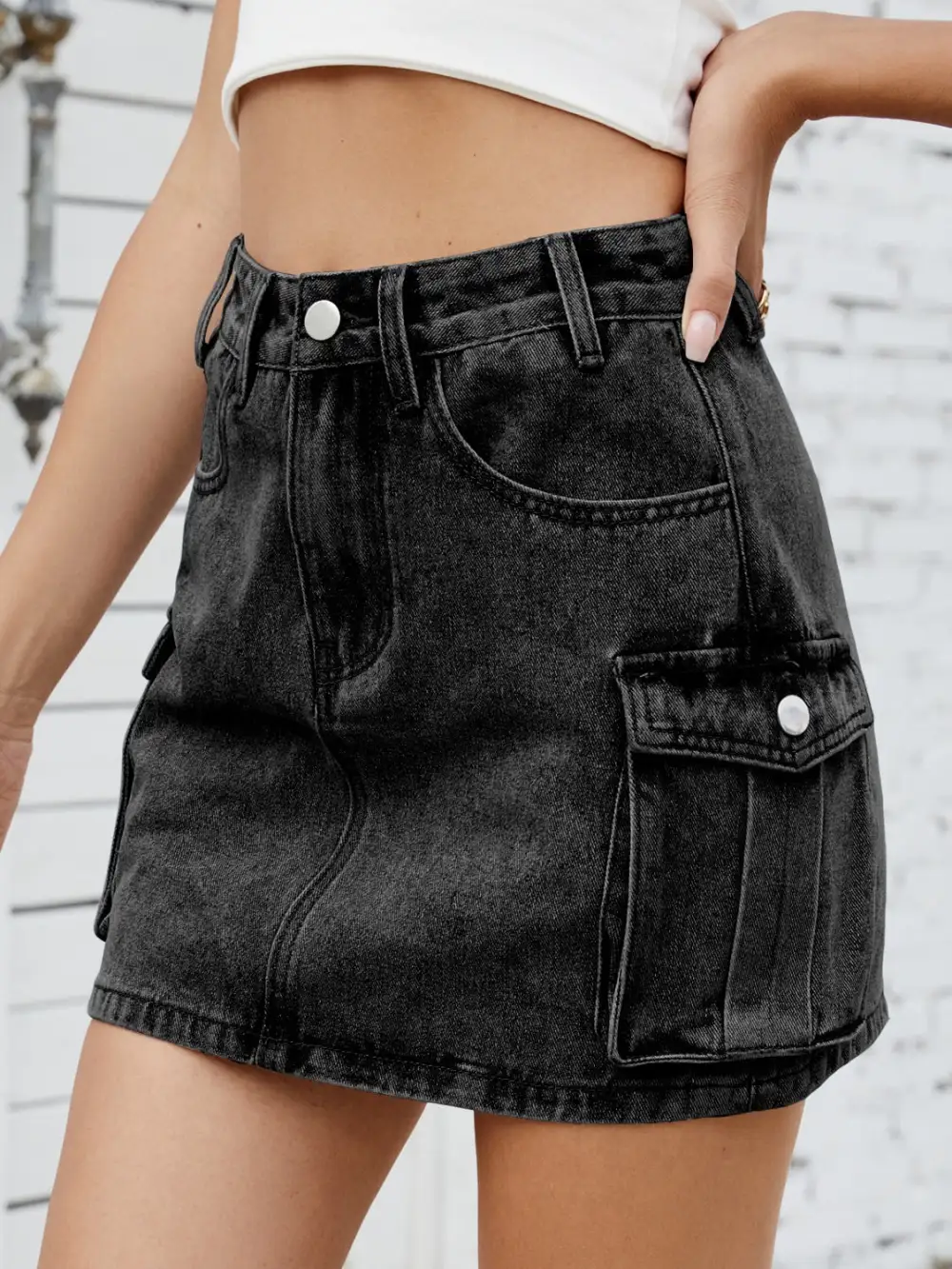 Denim Cargo Skirt