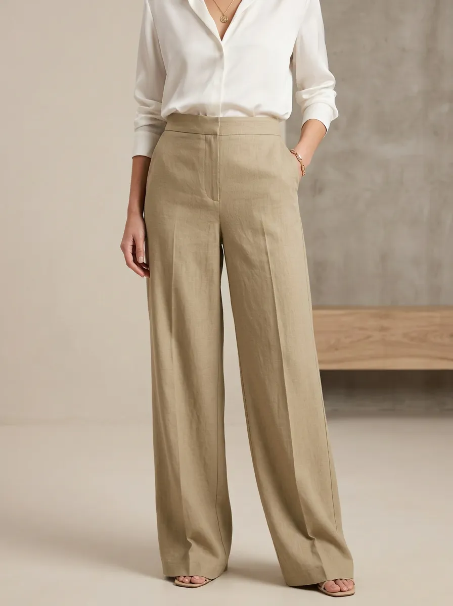 High-Waist Relaxed Women's Wide-Leg Trousers