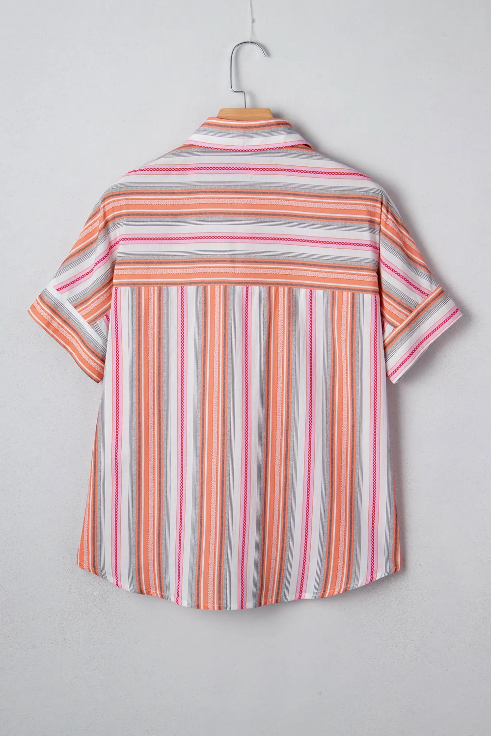 Pink Stripe Button Up Short Sleeve Shirt