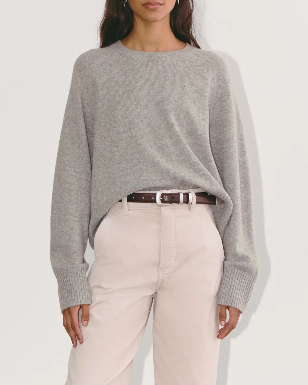 Grey Chunky Knit Crew Neck Sweater