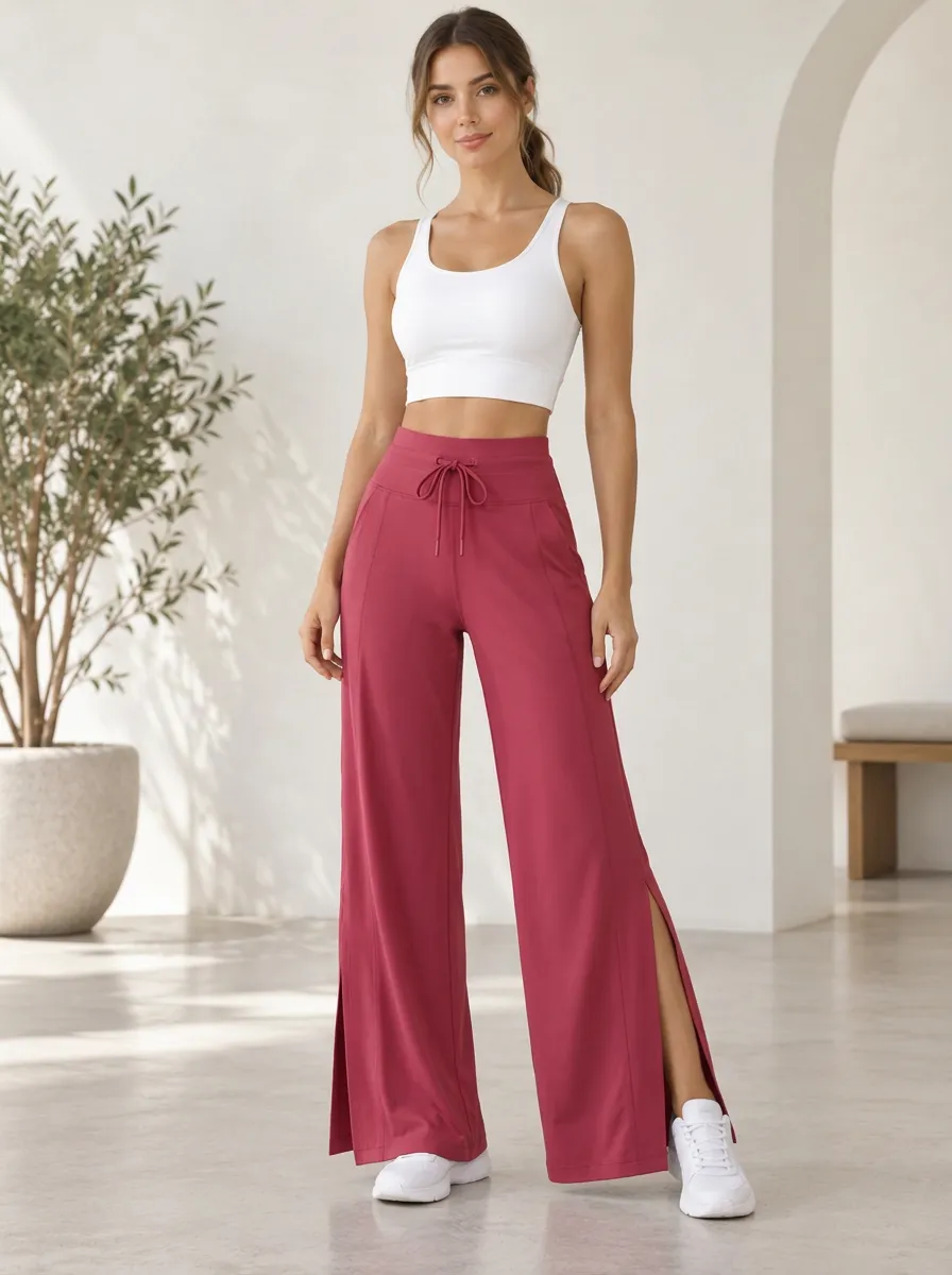 Women's Active Leisure Wide Leg Slit Training Pants