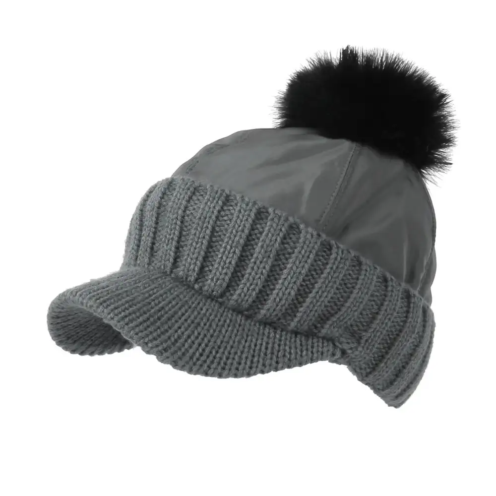Knit Pom Pom Fleece Sun Visor