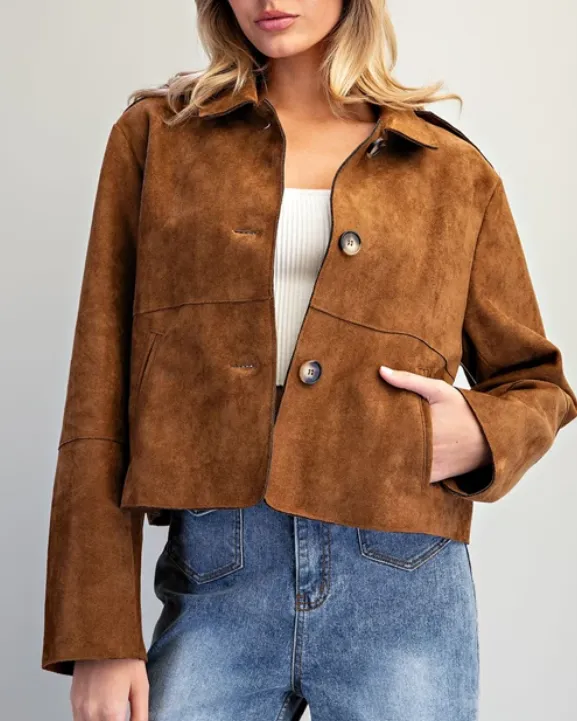 Suede Button Front Jacket