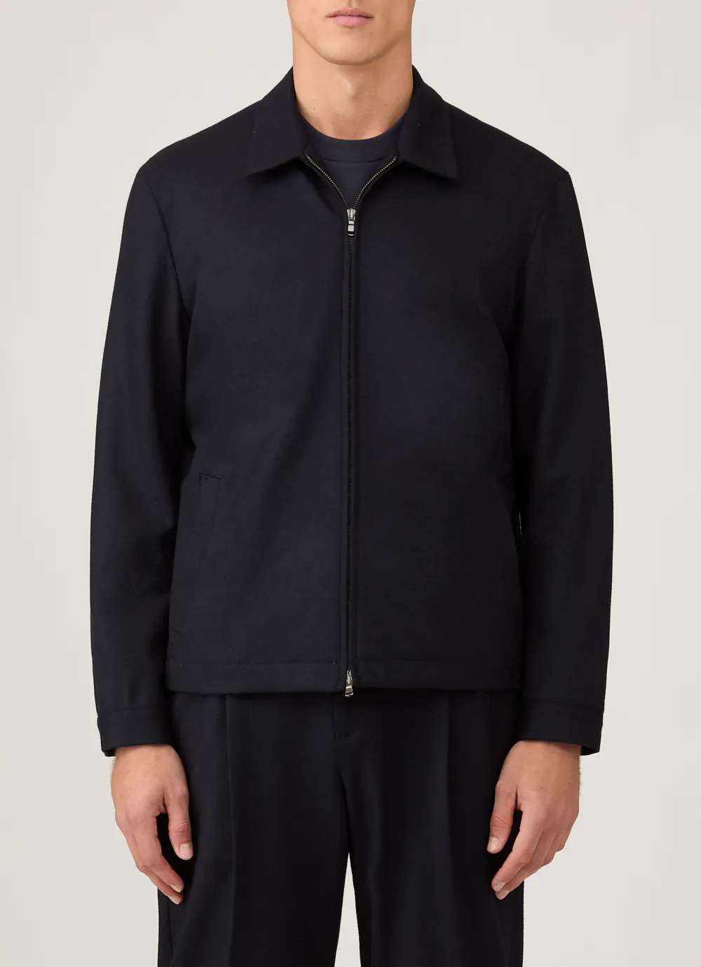 Fully Lined Boiled Wool Harrington Jacket
