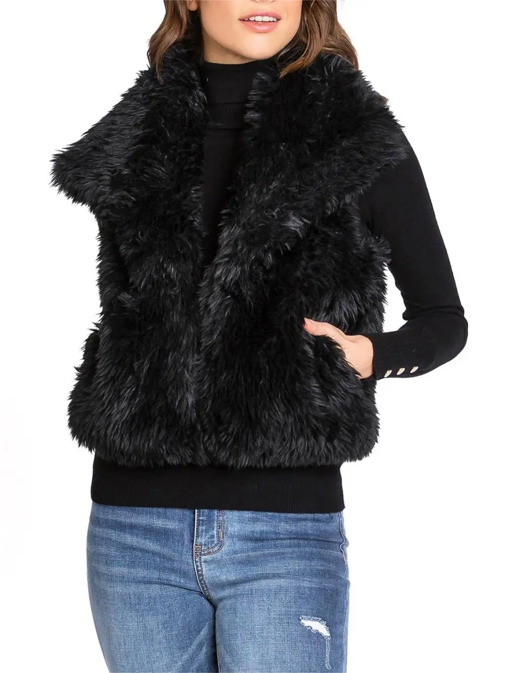 Creamy Faux Fur Sleeveless Vest