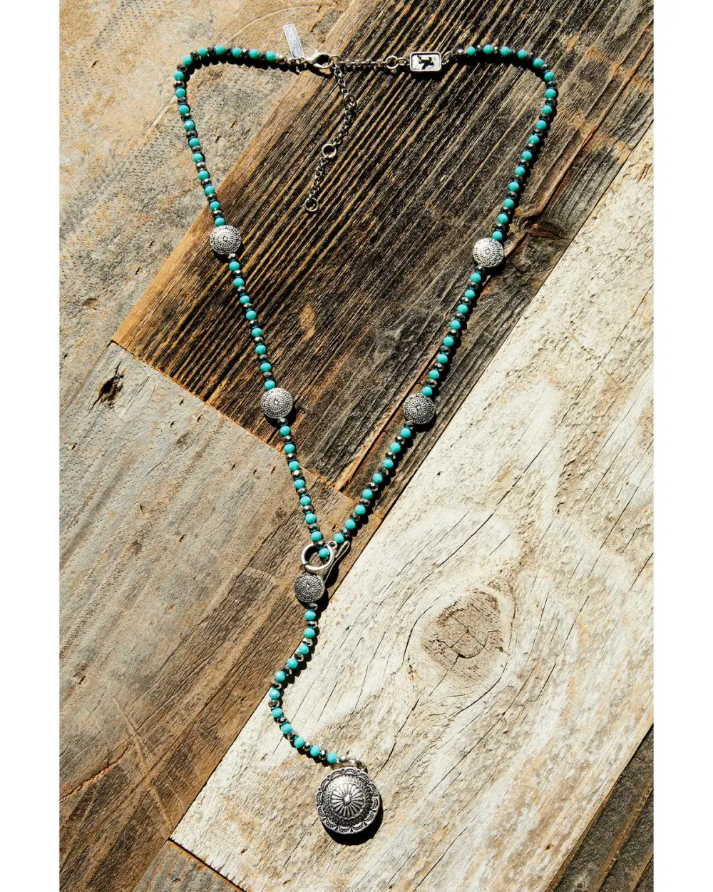 Concho Stone Detail Lariat Necklace