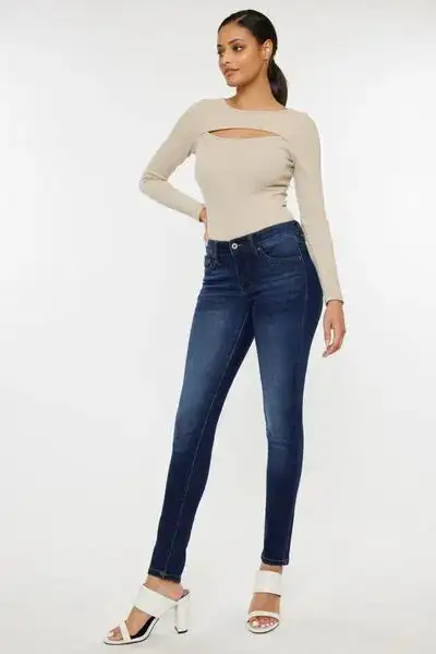 Mid Rise Gradient Skinny Denim Jeans