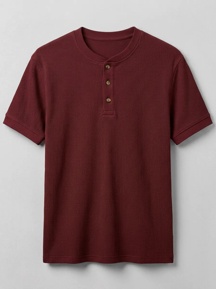 Modern Textured Men's Short-Sleeve Henley Shirt