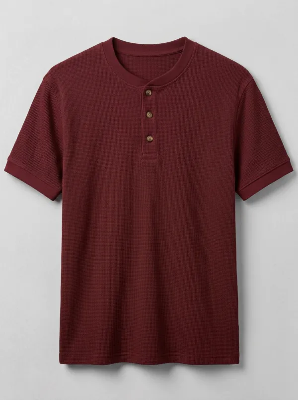 Modern Textured Men's Short-Sleeve Henley Shirt