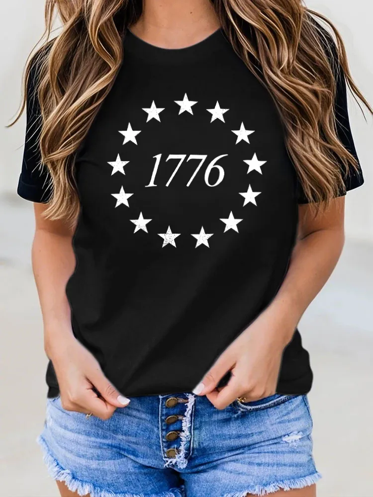 1776 Printed Round-Neck Short-Sleeved T-Shirts