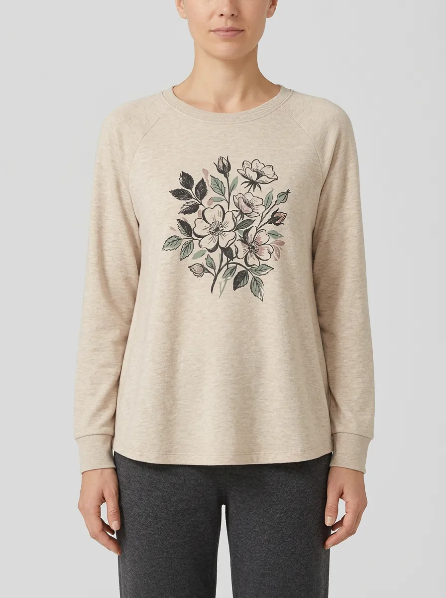 Women's Rose Floral Graphic Raglan Sweatshirt
