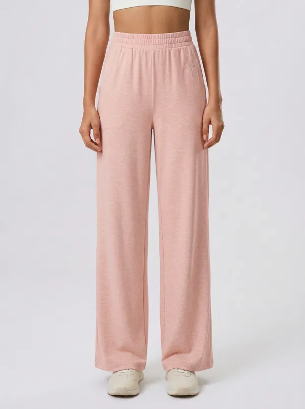 Women's Minimalist Leaf Embroidery Printed Wide Leg Pants