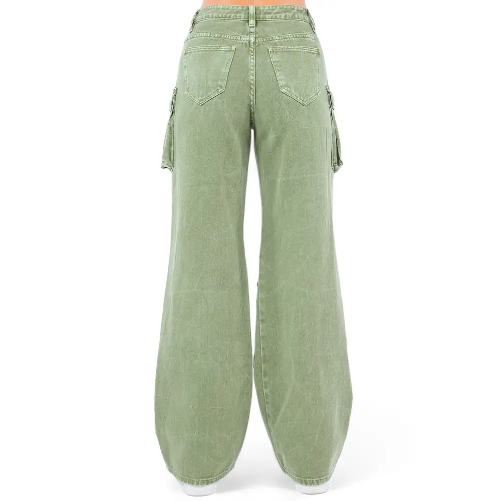 Women's Wide Leg Multi Pocket Denim Cargo Pants