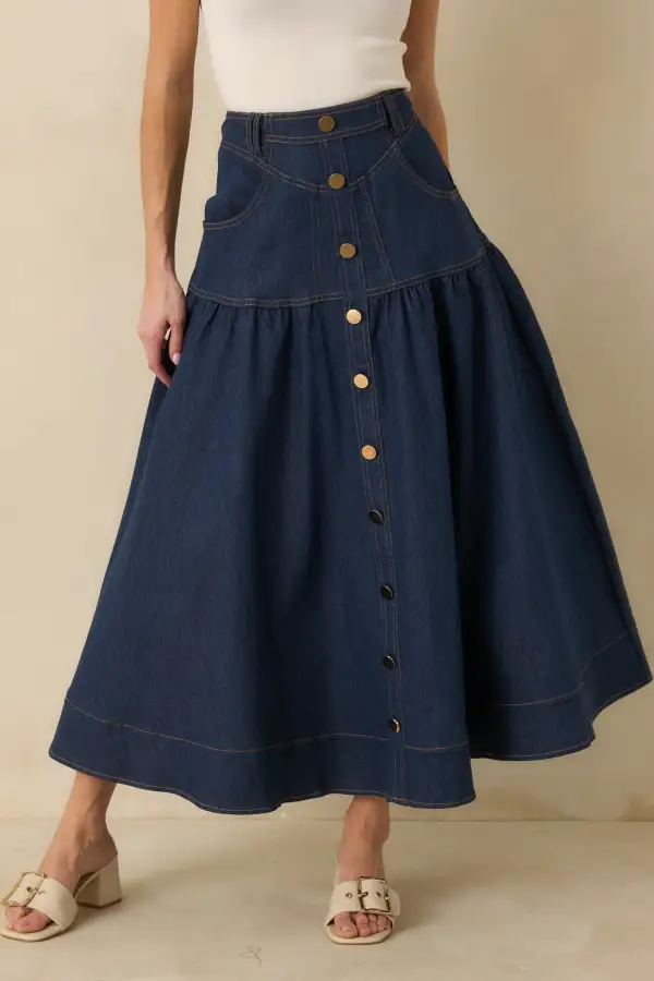 Relaxed Cotton Polyester Maxi Skirt