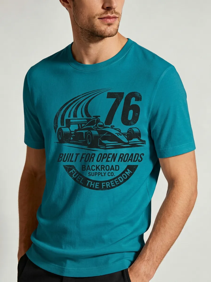 Men's Racing Car 76 Open Road Printed T-shirt
