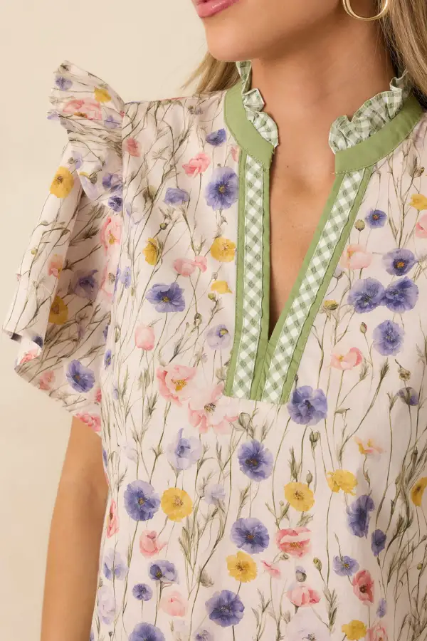 Ruffled Cap-Sleeve Cap-Sleeve Short-Sleeve Ruffle-Sleeve Blouse