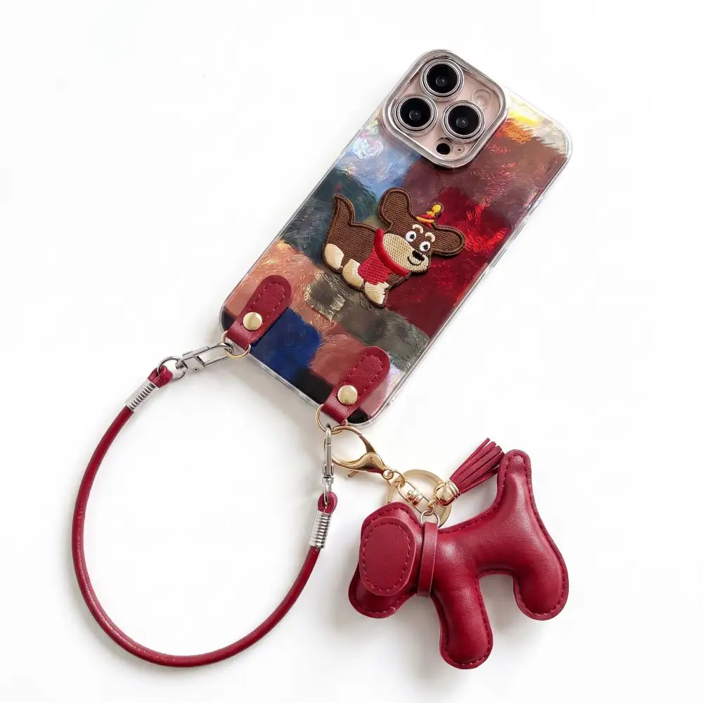 Puppy Dog Wrist Strap Phone Case