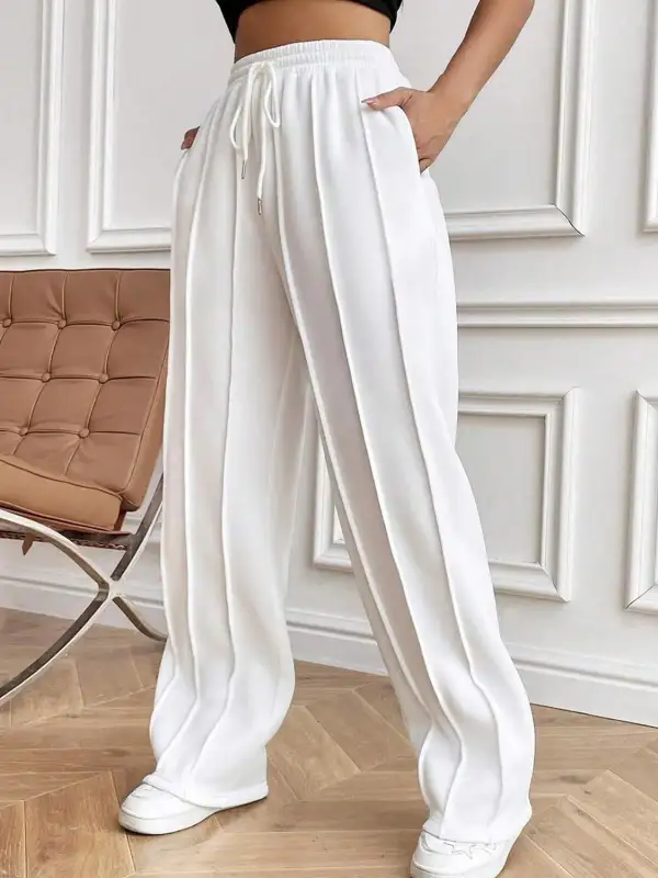Drawstring Elastic Waist Pants With Pocket