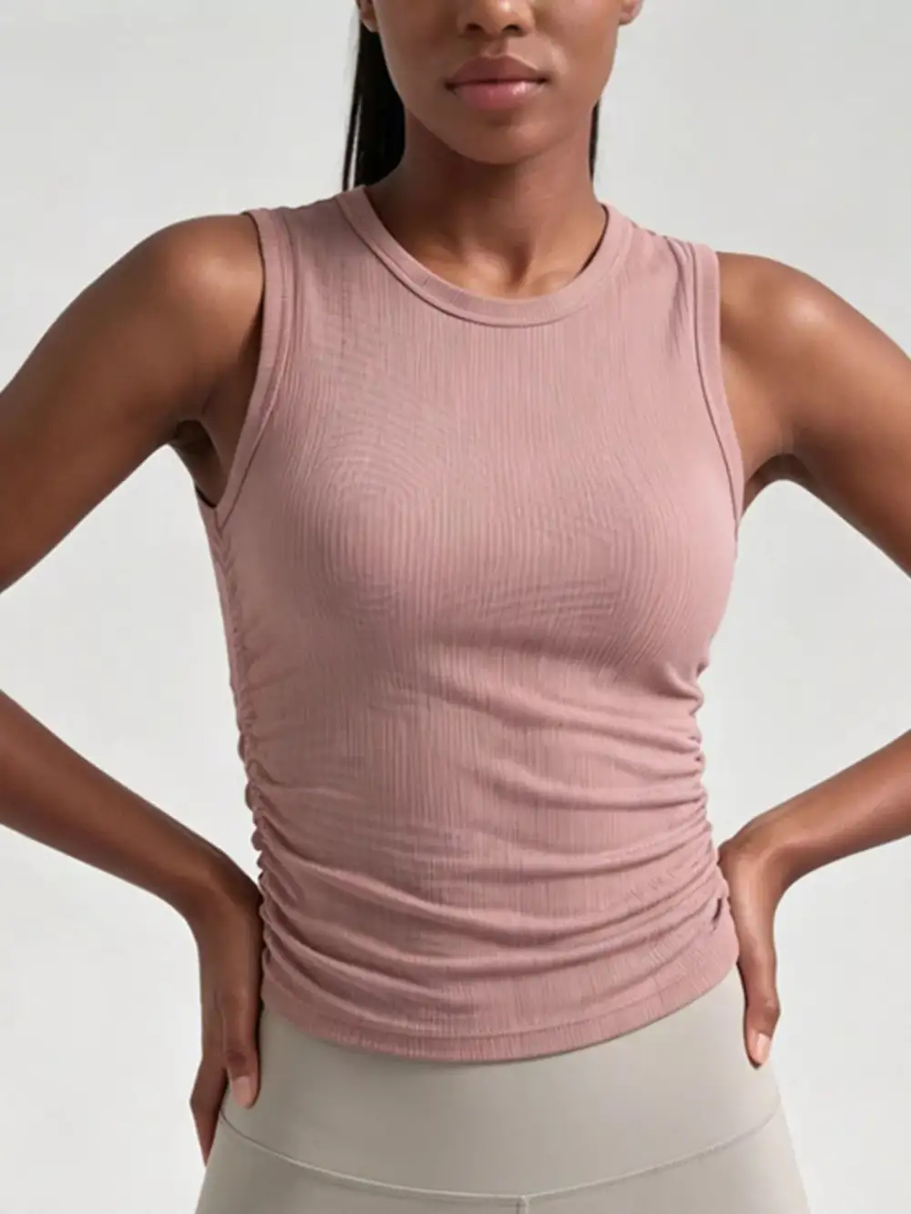 Ruched Ribbed Breathable  Tank Top