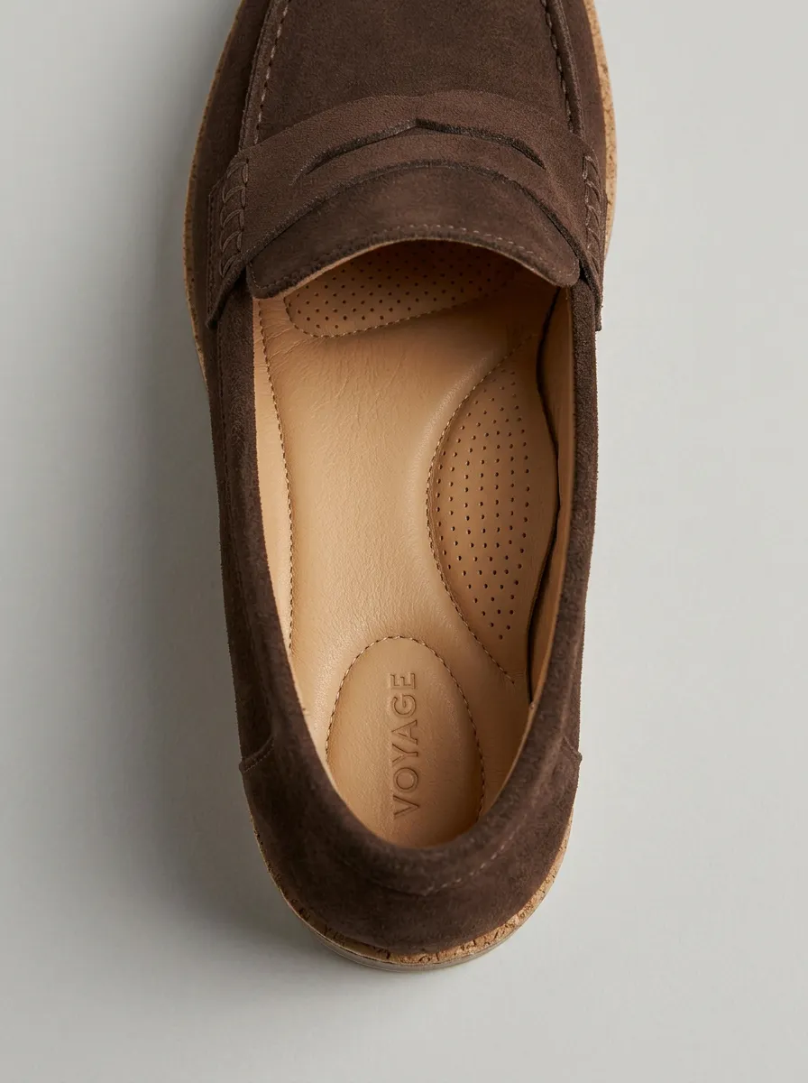 Women's Classic Platform Suede Wood Sole Loafers