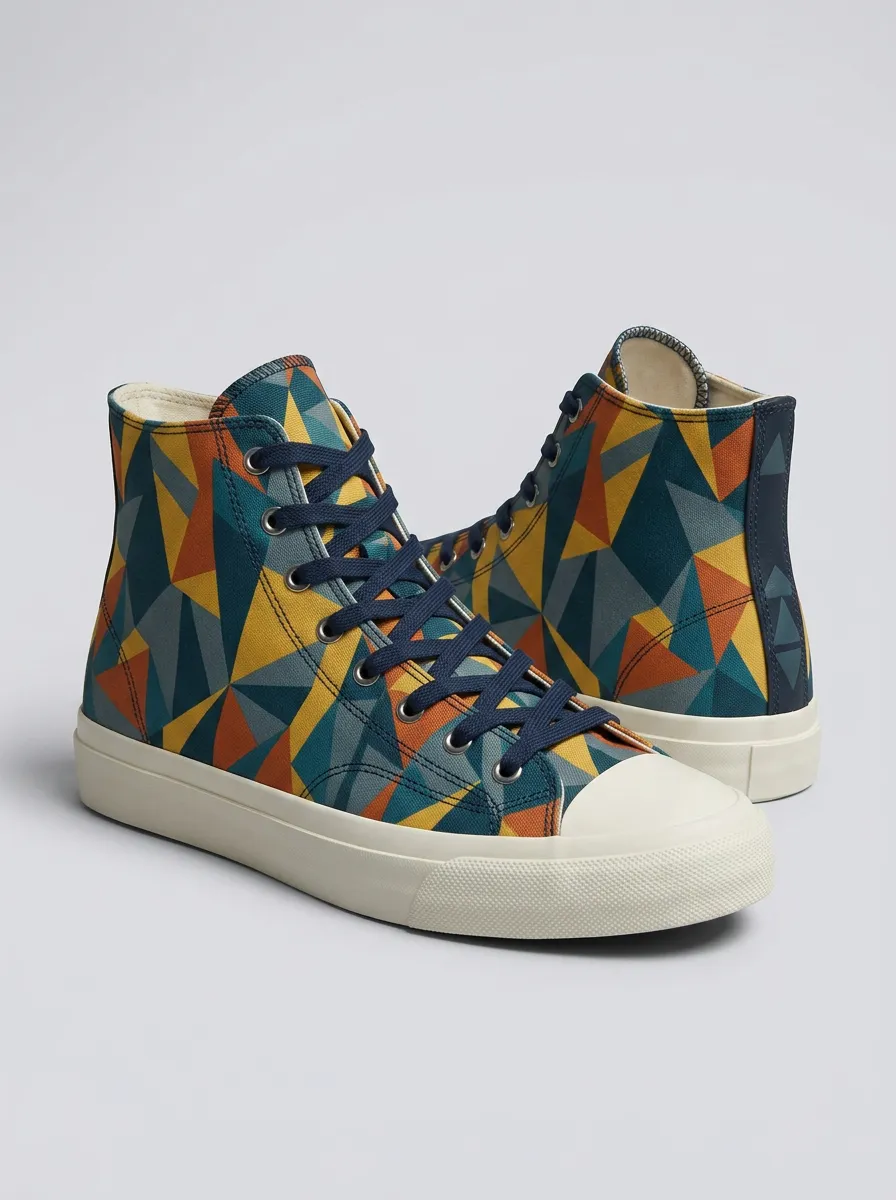Classic Geometric Pattern Multicolor Printed Canvas Shoes